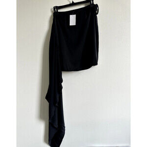 WAYF women's Faux Wrap Mini satin Skirt in black Size S in black